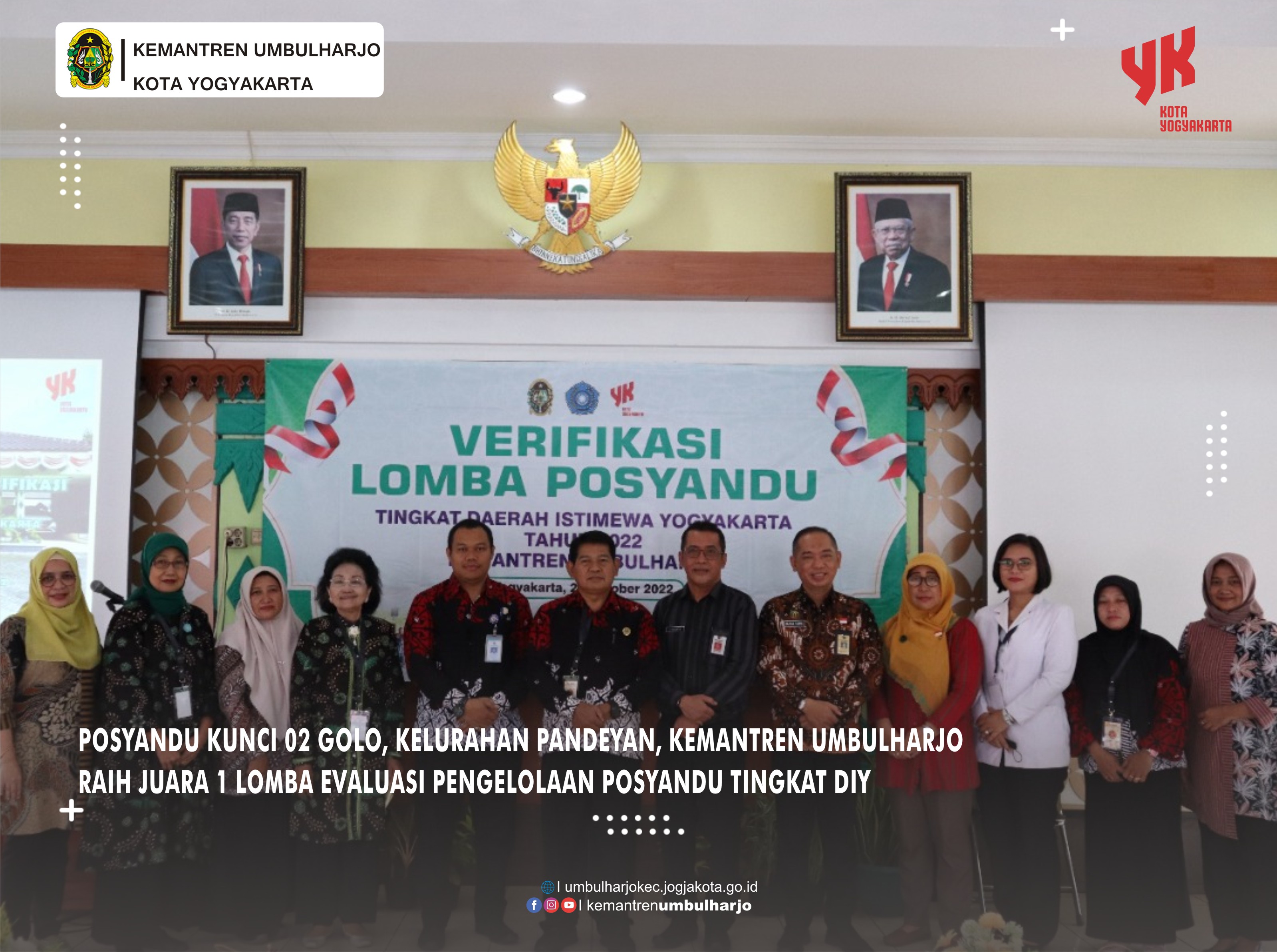 POSYANDU KUNCI 02 GOLO, KELURAHAN PANDEYAN, KEMANTREN UMBULHARJO RAIH JUARA I LOMBA EVALUASI PENGELOLAAN POSYANDU TERBAIK